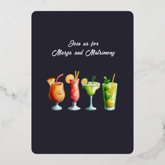 Classic Golden Margs en het vrijgezellenfeest van  Folie Uitnodiging (Achterkant)