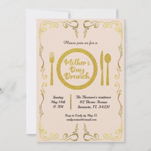 Classic Golden Moederdag Brunch Kaart (Voorkant)