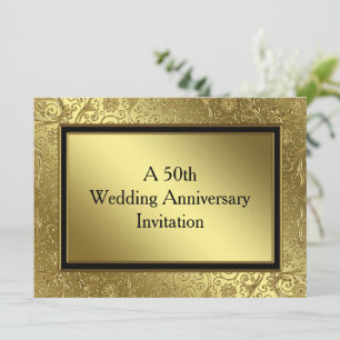 Classic Golden Wedding Jubileum 5.5x7.5 Uitnodigen Kaart