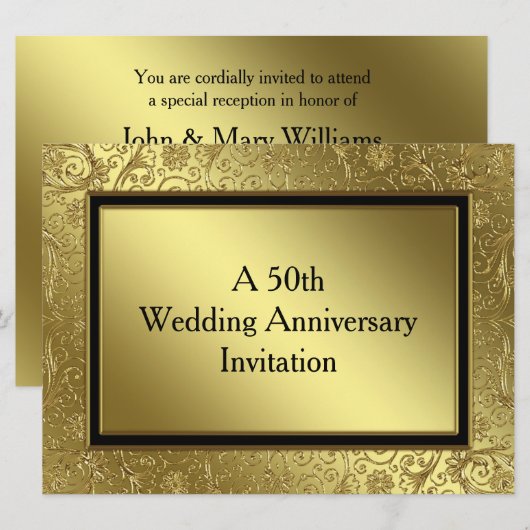 Classic Golden Wedding Jubileum 6.5x8.75 Invite Kaart (Voorkant / Achterkant)