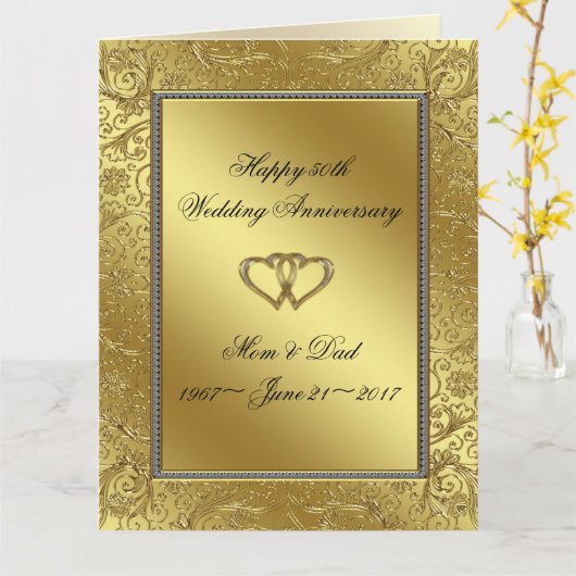 Classic Golden Wedding Jubileum 8.5x11 Kaart (Gele Bloem)