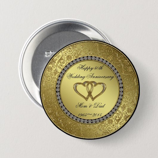Classic Golden Wedding Jubileum Button (Voorkant /achterkant)