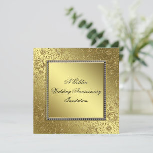 Classic Golden Wedding Jubileum Invitation Kaart
