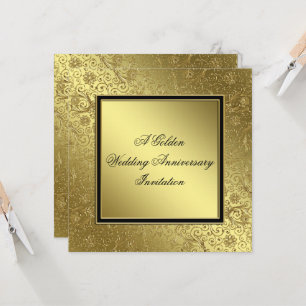 Classic Golden Wedding Jubileum Invite Kaart
