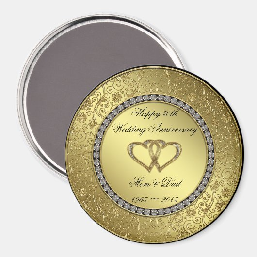 Classic Golden Wedding Jubileum Magnet (Voorkant / Achterkant)