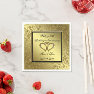 Classic Golden Wedding Jubileum Paper Napkins Servet