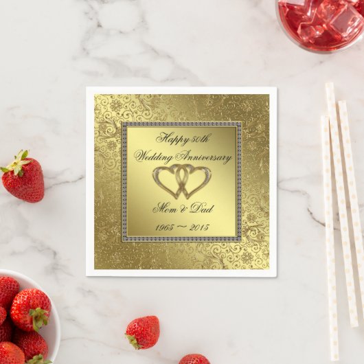 Classic Golden Wedding Jubileum Paper Napkins Servetten (Insitu)