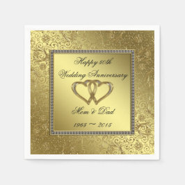 Classic Golden Wedding Jubileum Paper Napkins Servetten