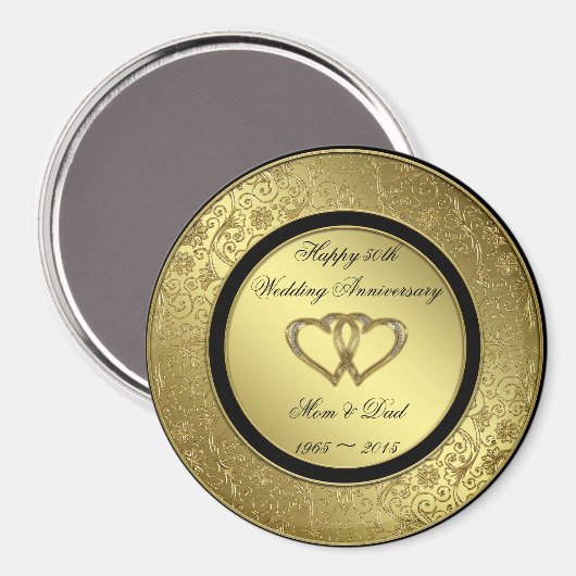 Classic Golden Wedding Jubileum Ronde Magneet (Voorkant / Achterkant)