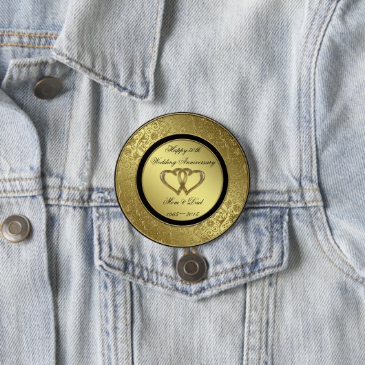 Classic Golden Wedding Jubileum Round Button (In situ)