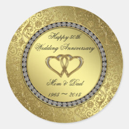Classic Golden Wedding Jubileum Round Sticker