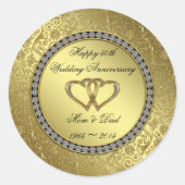 Classic Golden Wedding Jubileum Round Sticker (Voorkant)