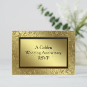 Classic Golden Wedding Jubileum RSVP-kaart RSVP Kaartje (Staand voorkant)