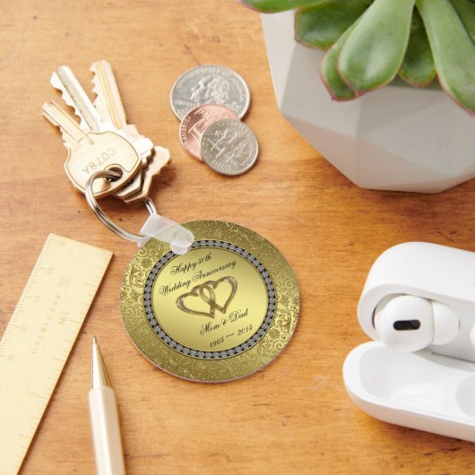 Classic Golden Wedding Jubileum Sleutelhanger (Bureau)