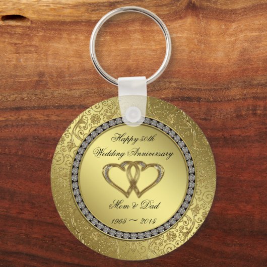 Classic Golden Wedding Jubileum Sleutelhanger (Voorkant)