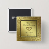 Classic Golden Wedding Jubileum Square Button (Voorkant /achterkant)
