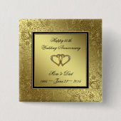 Classic Golden Wedding Jubileum Square Button (Voorkant)