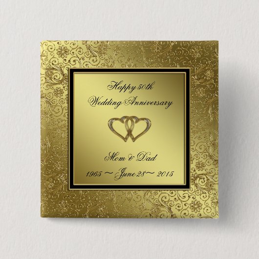 Classic Golden Wedding Jubileum Square Button (Voorkant)