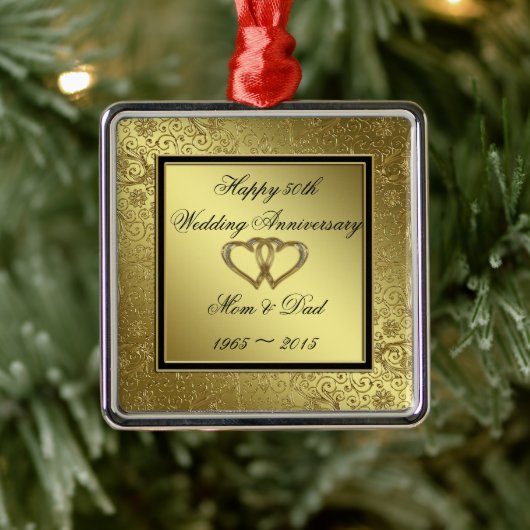 Classic Golden Wedding Jubileum Square Ornament (Boom)