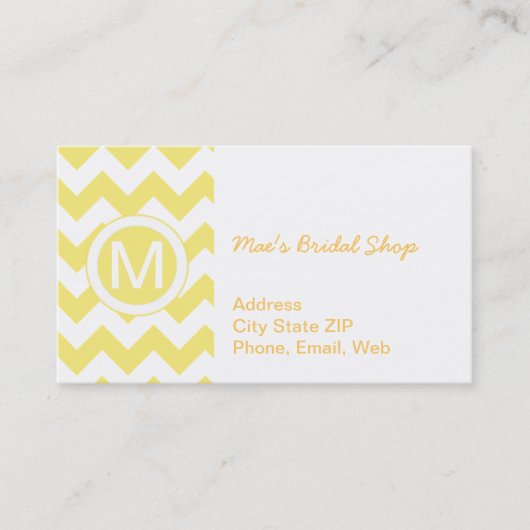 Classic Golden Yellow Chevron Pattern Visitekaartje (Voorkant)