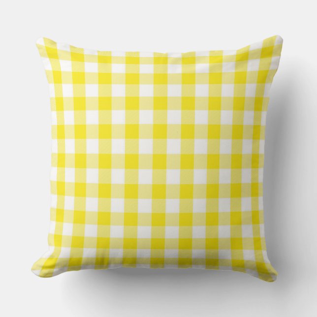Classic Golden Yellow Gingham Sierkussen (Voorkant)