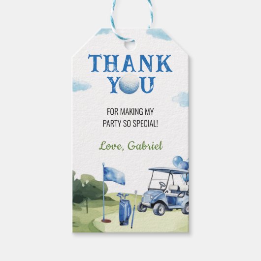 Classic Golf Boy Verjaardagsfeestje Dank u Label Cadeaulabel (Voorkant)