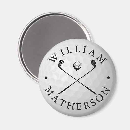 Classic Golf Clubs Custom Name Golf Ball Marker Magneet (Voorkant / Achterkant)