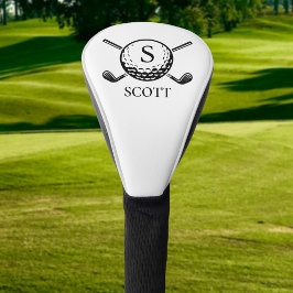 Classic Golf Clubs Monogram Name Black White Golfheadcover