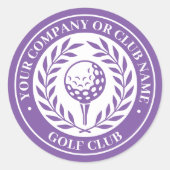 Classic Golf gepersonaliseerde naam Paarse Ronde Sticker (Voorkant)