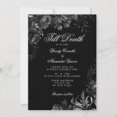 Classic Gothic Black 'Till Death Wedding Foto Kaart (Voorkant)