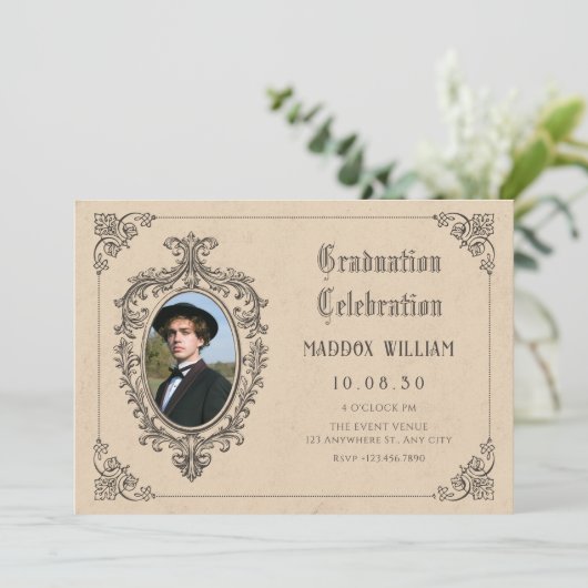 Classic gothic oldschool foto afstuderen Kaart (Staand voorkant)