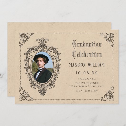  Classic gothic oldschool foto afstuderen Kaart (Voorkant / Achterkant)