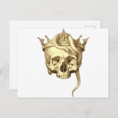 Classic gothic Skull en Snake Crown Monotone Briefkaart (Voorkant / Achterkant)