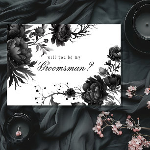 Classic Gothic White Groomsman Voorstel Kaart