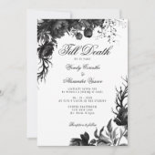 Classic Gothic White 'Till Death Trouwfoto Kaart (Voorkant)