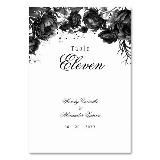 Classic Gothic White Trouwtafel nummer Kaart (Achterkant)