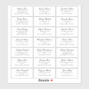 Classic Gothic White Wedding Gast Adres Sticker