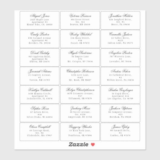 Classic Gothic White Wedding Gast Adres Sticker (Vel)
