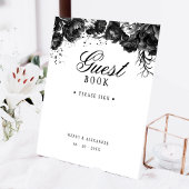 Classic Gothic White Wedding Gastenboek Reclamebord Met Voetstuk