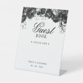 Classic Gothic White Wedding Gastenboek Reclamebord Met Voetstuk (Voorkant)