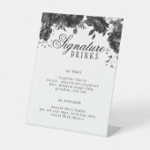 Classic Gothic White Wedding Signature Drinken Reclamebord Met Voetstuk (Voorkant)