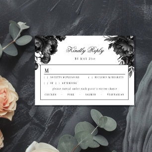 Classic Gothic Wit Bruiloft RSVP Kaart