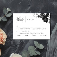 Classic Gothic Wit Huwelijksreactie Kaart