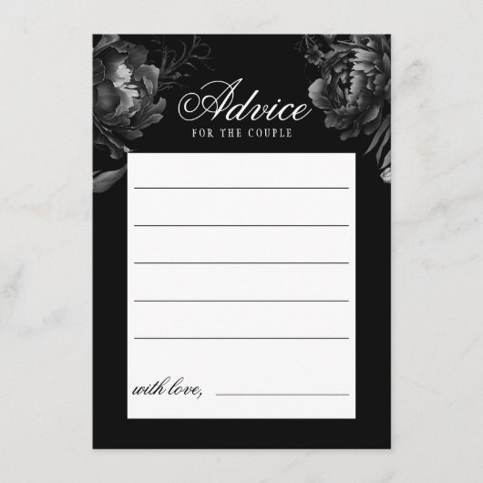 Classic Gothic Zwart Bruiloft Advies Kaart (Voorkant)