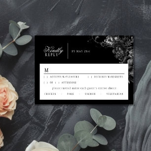 Classic Gothic Zwart Bruiloft Reactie Kaart
