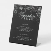 Classic Gothic Zwart Bruiloft Signature Drinken Reclamebord Met Voetstuk (Voorkant)