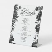 Classic Gotische Witte Bruiloft Drinken Menu Reclamebord Met Voetstuk (Voorkant)