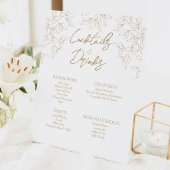 Classic Goud Groen Bruiloft Cocktails en Drinken Reclamebord Met Voetstuk