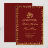 Classic Goud Lijst Burgund Islamitisch Moslim Brui Kaart (Voorkant / Achterkant)