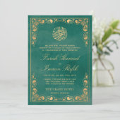 Classic Goud Lijst Groen Islamitisch Moslim Bruilo Kaart (Staand voorkant)
